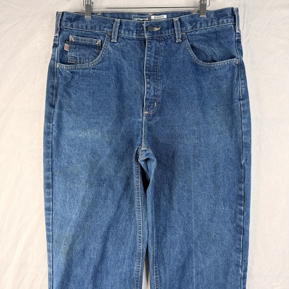 Carhartt Jeans Mens 36x31 Blue Relaxed Fit Straight Rugged Flex Denim Workwear